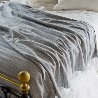 Acadia Organic Wool and Cotton Bed Blanket in pewter