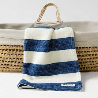 Regatta Organic Wool and Cotton Baby Blanket in nautical blue natural
