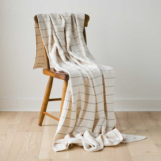 American Cotton Pinstripe Throw in natural flax, hand-dyed