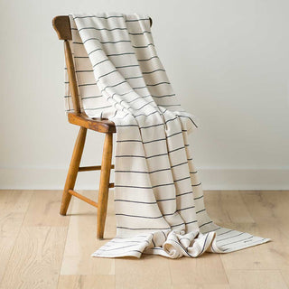 American Cotton Pinstripe Throw in natural slate, hand-dyed