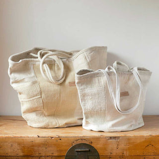 Neutral Quilt Basket Tote