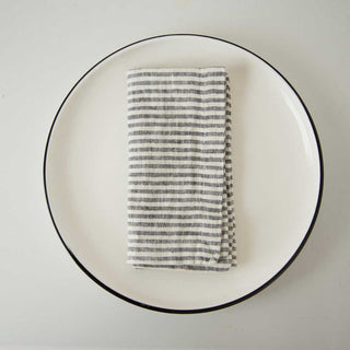 Thin Black Stripe Linen Napkins