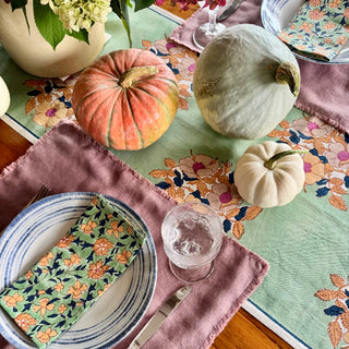 Dia Block Printed Table Runner, linen, by Swans Island