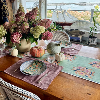 Dia Block Printed Table Runner, linen, by Swans Island