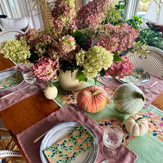 Dia Block Printed Table Runner, linen, by Swans Island