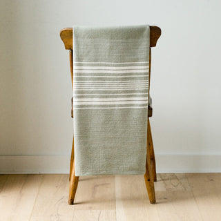 Heirloom Stripe American Cotton Throw in flax, by Swans Island