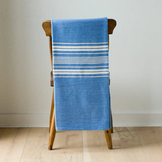 Heirloom Stripe American Cotton Throw in french blue