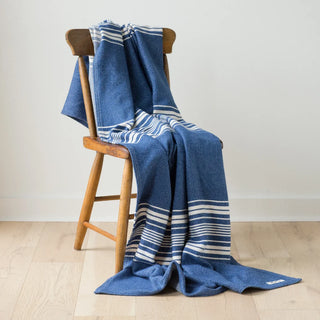 Heirloom Stripe American Cotton Throw in ink blue, by Swans Island