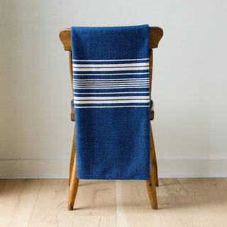 Heirloom Stripe American Cotton Throw in ink blue, by Swans Island
