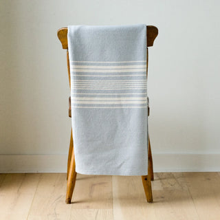 Heirloom Stripe American Cotton Throw in pearl grey