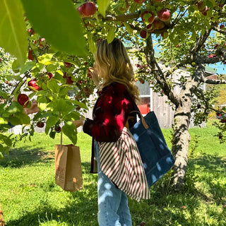 Large Canvas East West Tote in dark indigo, by Swans Island