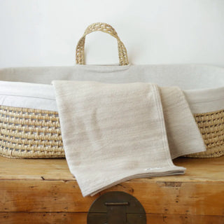 Acadia Organic Wool and Cotton Baby Blanket in beige