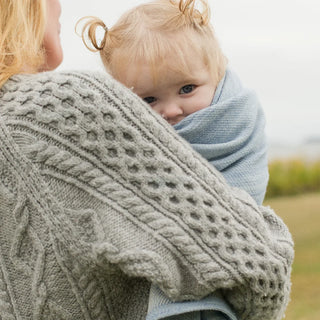 Acadia Organic Wool and Cotton Baby Blanket in wedgwood