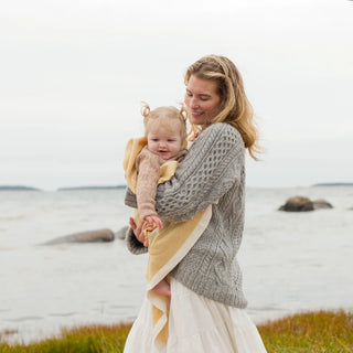 Modern Grace Handwoven Baby Blanket in maize, hand-dyed merino wool