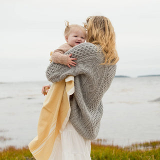 Modern Grace Handwoven Baby Blanket in maize, hand-dyed merino wool