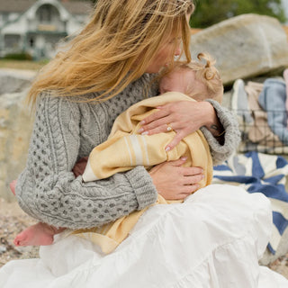 Modern Grace Handwoven Baby Blanket in maize, hand-dyed merino wool