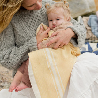 Modern Grace Handwoven Baby Blanket in maize, hand-dyed merino wool