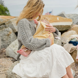 Modern Grace Handwoven Baby Blanket in maize, hand-dyed merino wool