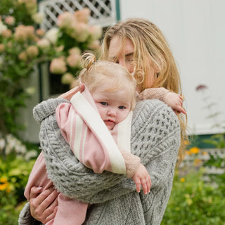 Modern Grace Handwoven Baby Blanket in rose, hand-dyed merino wool