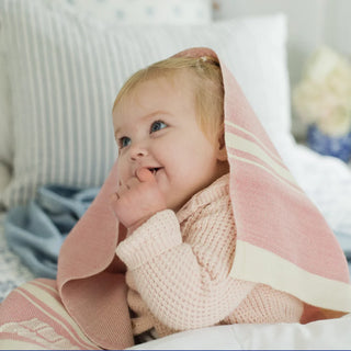 Modern Grace Handwoven Baby Blanket in rose, hand-dyed merino wool