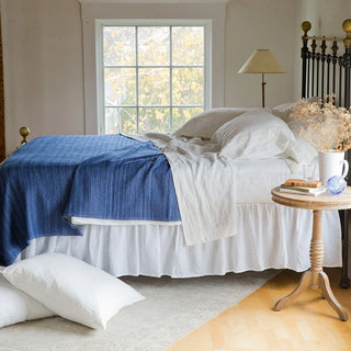 Acadia Organic Wool and Cotton Bed Blanket in nautical blue