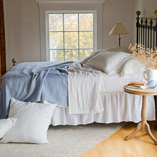 Acadia Organic Wool and Cotton Bed Blanket in wedgwood blue