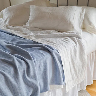 Acadia Organic Wool and Cotton Bed Blanket in wedgwood