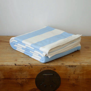 Cottage Stripe American Cotton Bed Blanket in light blue