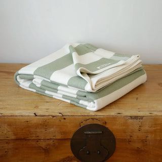 Cottage Stripe American Cotton Bed Blanket in loden green