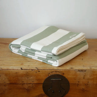 Cottage Stripe American Cotton Bed Blanket in loden green