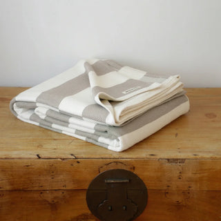 Cottage Stripe American Cotton Bed Blanket in taupe natural