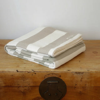 Cottage Stripe American Cotton Bed Blanket in taupe