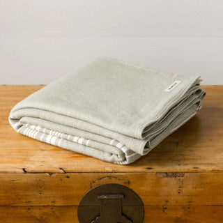 Heirloom Stripe American Cotton Blanket in flax, by Swans Island