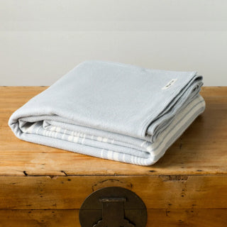 Heirloom Stripe American Cotton Blanket in pearl grey natural