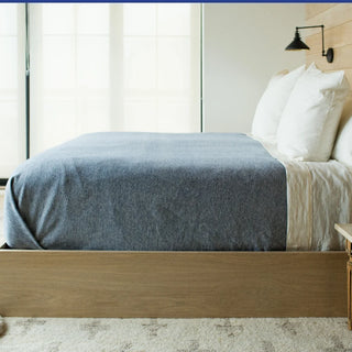Marled American Cotton Bed Blanket in ink blue natural