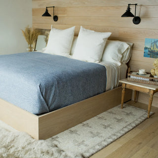 Marled American Cotton Bed Blanket in ink blue natural