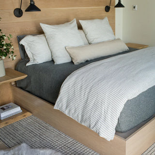 Marled American Cotton Bed Blanket in slate grey natural