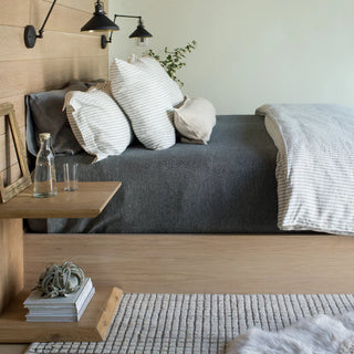 Marled American Cotton Bed Blanket in slate grey natural