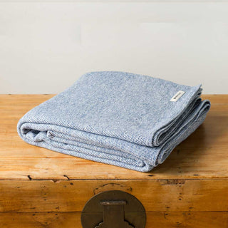 Marled American Cotton Bed Blanket in ink blue natural
