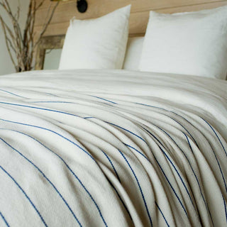 American Cotton Pinstripe Blanket, hand-dyed, by Swans Island