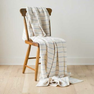 American Cotton Pinstripe Throw in french blue, hand-dyed