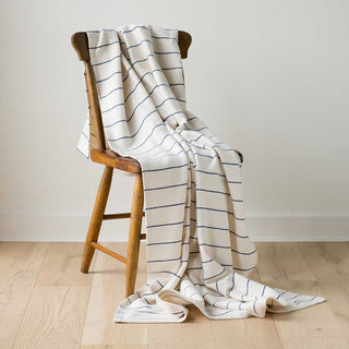 American Cotton Pinstripe Throw in ink blue, hand-dyed