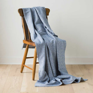 Marled American Cotton Throw in natural and ink blue