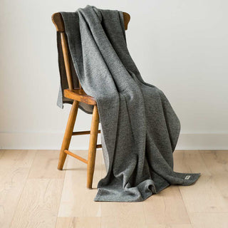 Marled American Cotton Throw in slate grey, hand-dyed