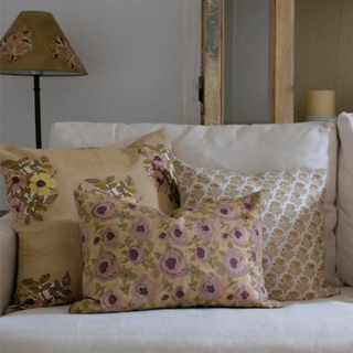 Dia Block-Printed Linen Pillow Cover