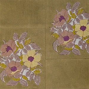 Dia Block Printed Table Runner in moss, linen, by Swans Island