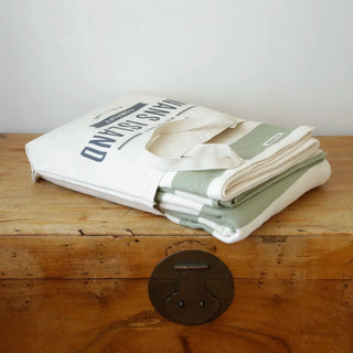 Cottage Stripe American Cotton Throw Blanket in loden