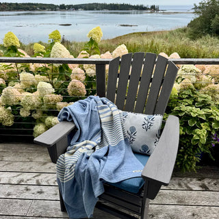 Penobscot Organic Wool and Cotton Throw Blanket in wedgwood