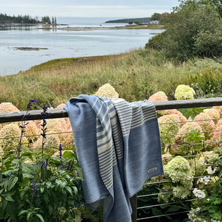 Penobscot Organic Wool and Cotton Throw Blanket in wedgwood