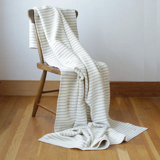 Ticking Stripe Organic Wool and Cotton Throw in beige